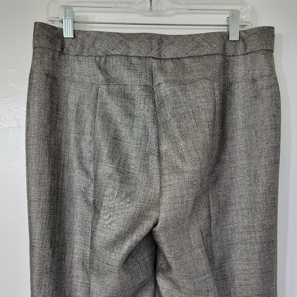 Elie Tahari Black & Silver Metallic Wool Blend Straight Leg Pant Size 6 - Picture 4 of 10